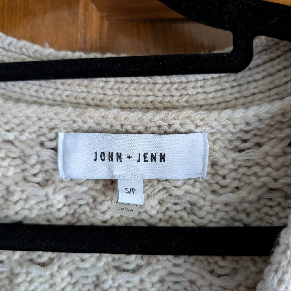 John + Jen Cream Knit Button Up Cardigan Sweater | Cozy Chunky Knit - Picture 2 of 3